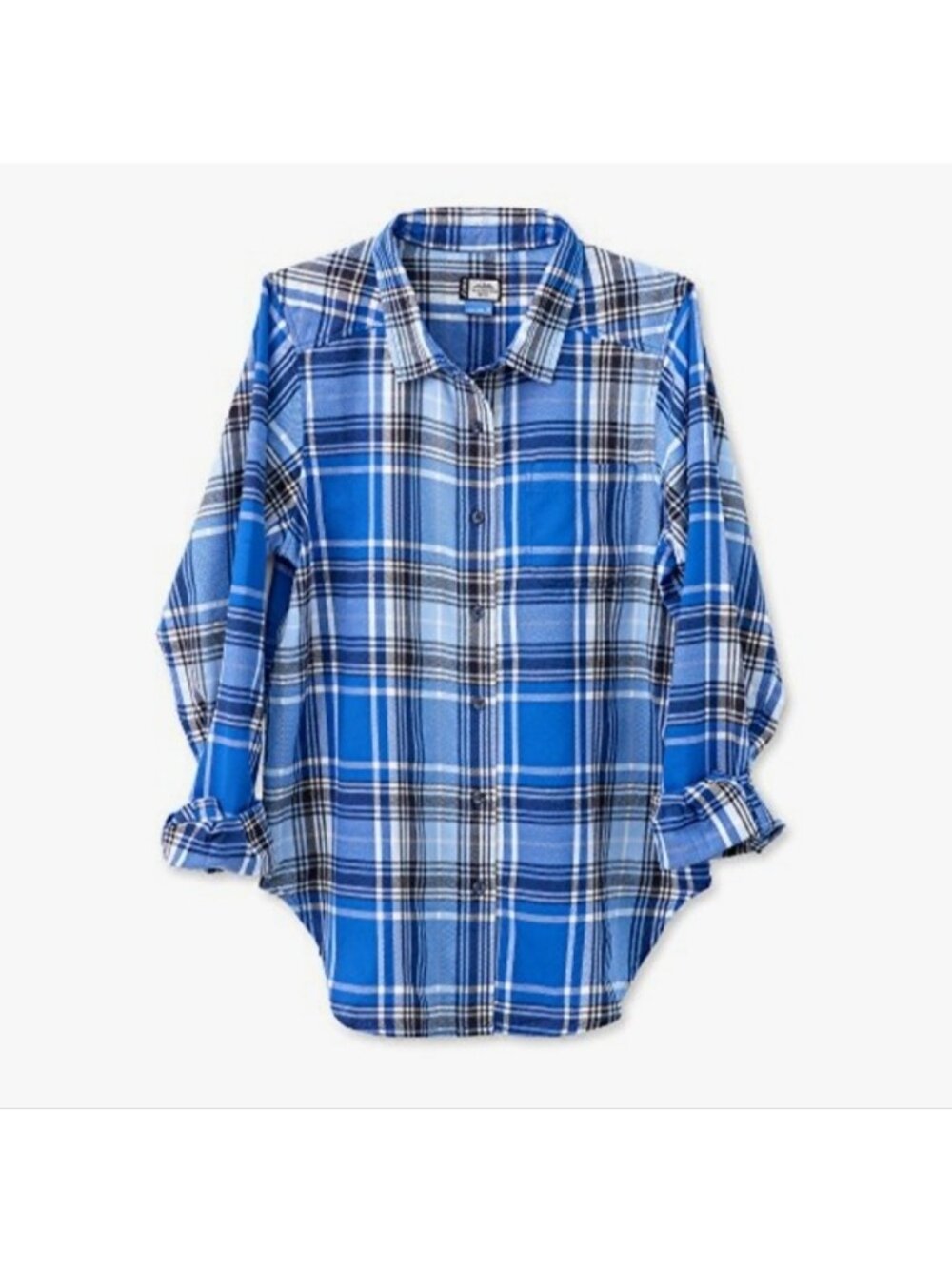 Kavu Shelby Long Sleeve Button Down Blue Plaid Shirt Womens Small New NWT 30UV